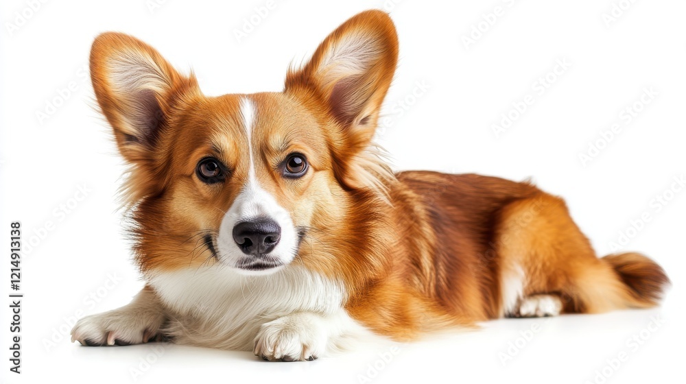 A close-up portrait of a corgi dog on a transparent background cutout A close-up portrait of a corgi dog on a transparent background cutout