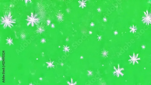Falling Snow on Green Screen Background 4K. Isolated Snowfall and Snowflakes on a Green Screen. Chroma Key Green Screen Alpha Channel Background. Motion Graphic Video Animation