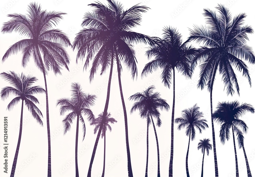 Set silhouettes of palm tree coconut tree. Nature envir Set silhouettes of palm tree coconut tree. Nature envir