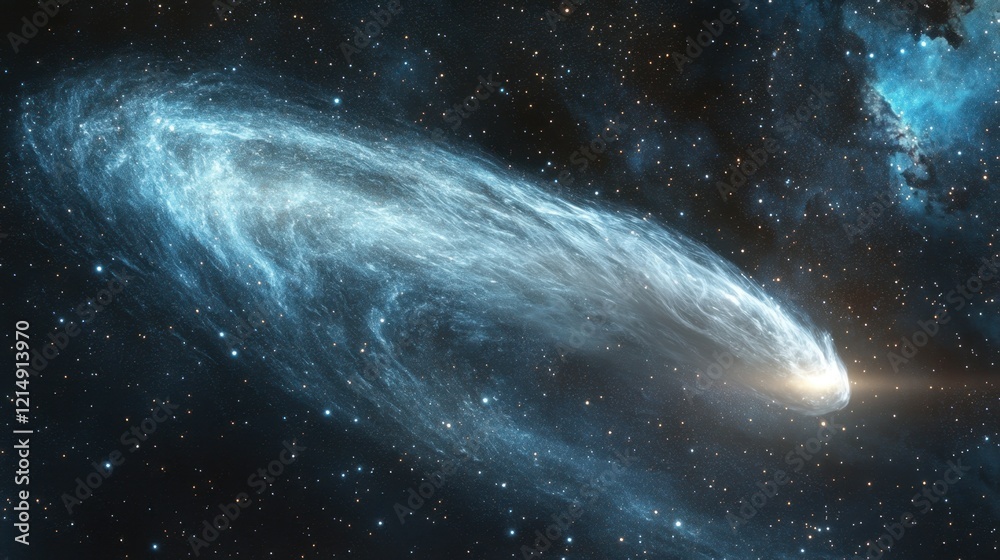 Fototapeta premium Celestial Comet Gliding Through the Infinite Starry Night Sky