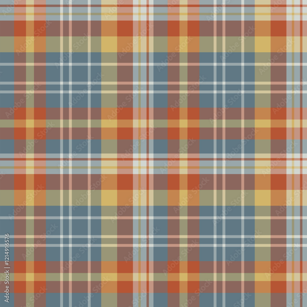 Obraz premium Seamless pattern with magical yellow, orange and gray-blue colors for plaid, fabric, textile, clothes, tablecloth and other things. Vector image.