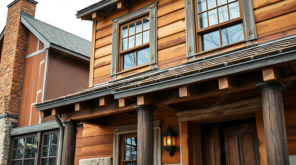 Rustic Wooden House Exterior: Log Cabin Architecture, Real Estate, Home Design Rustic Wooden House Exterior: Log Cabin Architecture, Real Estate, Home Design