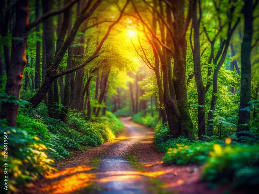 Fototapeta premium Enchanting Miniature Pathway Through a Mysterious Dark Forest