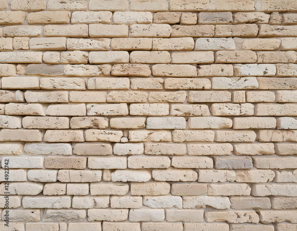 Outdoor aged rustic texture of sunbleached bricks in light beige and cream tones seamless background urban environment detailed view for visual appeal