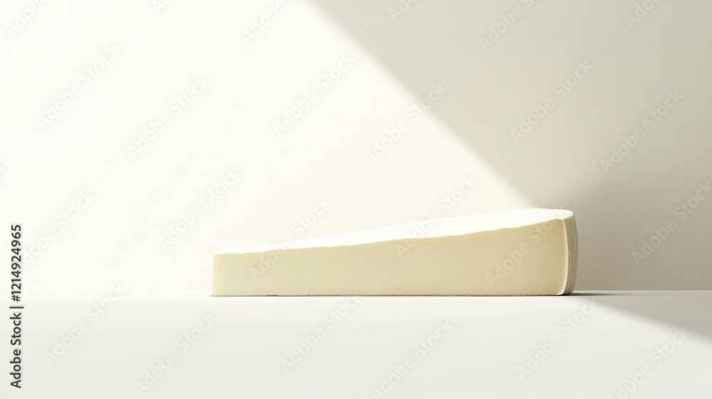 Minimalist Slice of Soft Cream Cheese on Neutral Background Minimalist Slice of Soft Cream Cheese on Neutral Background