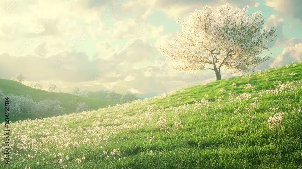 Majestic Oak Tree on Gentle Orchard Slope with Peach Buds Glistening in Sunlight - Cinematic Ultra-Detailed Landscape Majestic Oak Tree on Gentle Orchard Slope with Peach Buds Glistening in Sunlight - Cinematic Ultra-Detailed Landscape