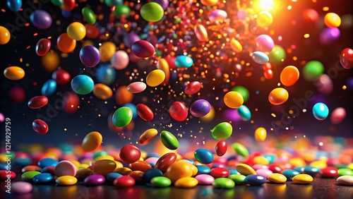 Festive Candy Rain: Sparkling Magic, Delicious Color Burst -  High-Resolution Stock Photo