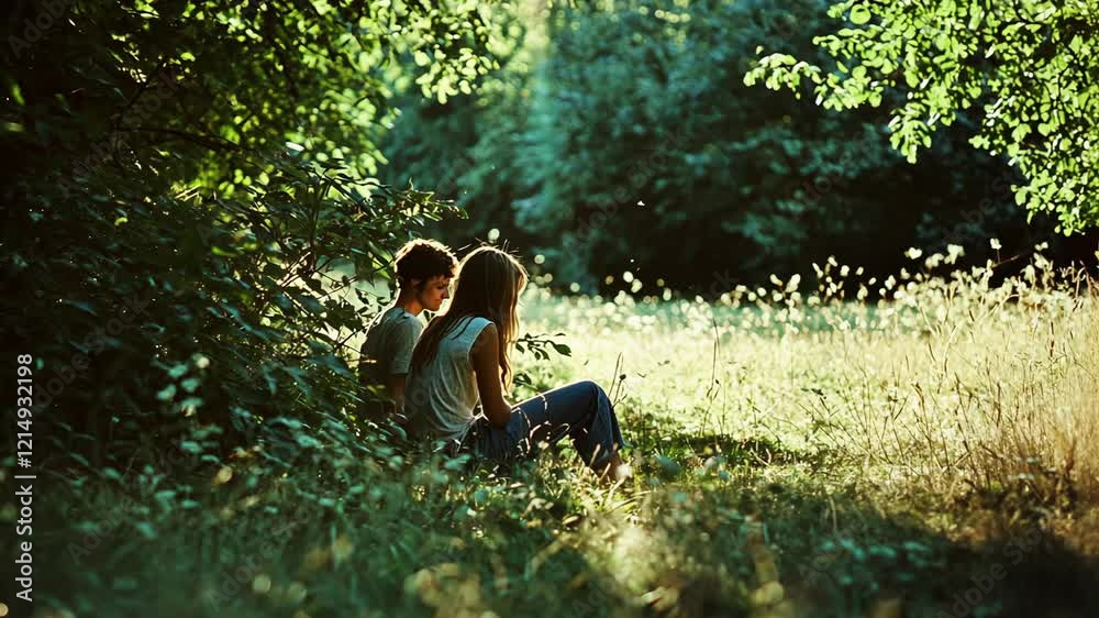 Joyful Family Moments in Nature Couple Fun Together in the Park Joyful Family Moments in Nature Couple Fun Together in the Park