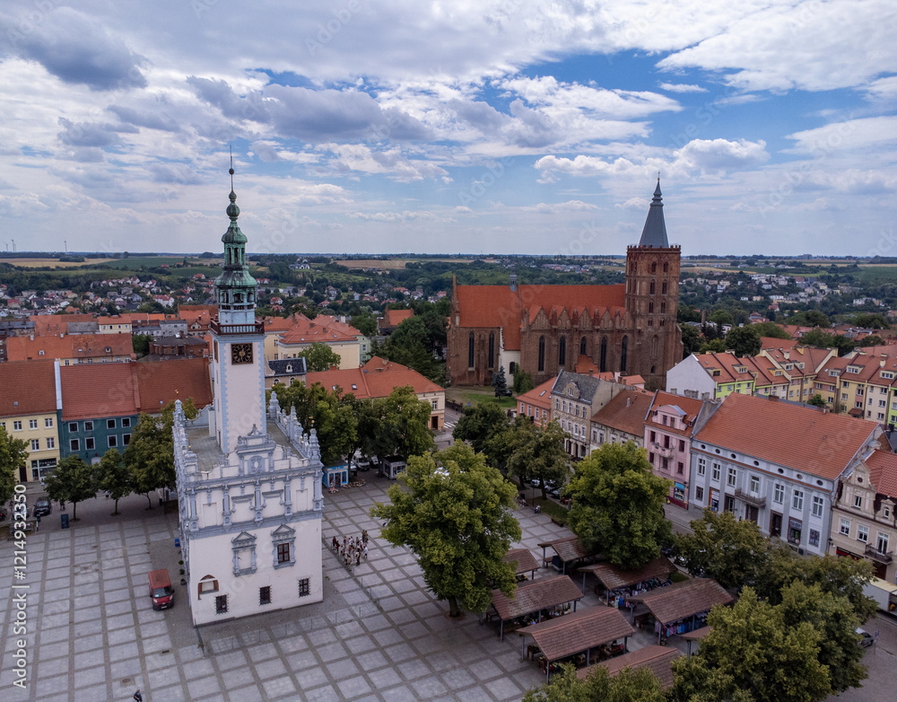 Obraz premium Chełmno - Rynek, Ratusz, Kościół, Panorama miasta