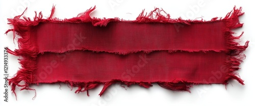 Crimson Fabric Texture: A Double Layered Raw-Edge Red Textile Strip