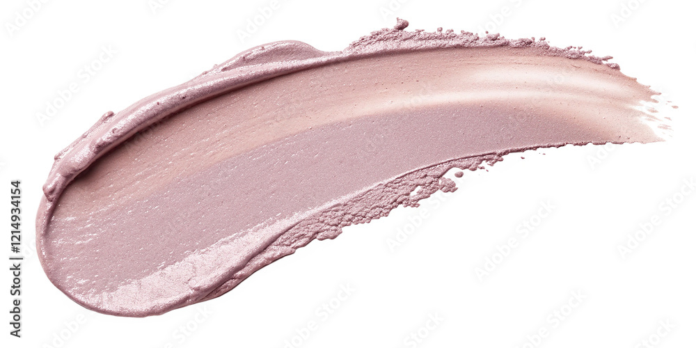 Fototapeta premium A soft light purple beige smear of creamy, luminous blusher delicately swirled across a png background, highlighting its smooth texture and radiant finish. 