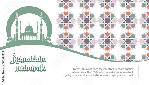 Islamic Background, Mosque, Design for Greeting Card of Ramadan Kareem and Eid.