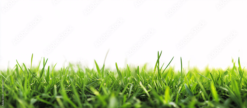 A minimalist close-up of fresh grass against a white background, focusing on the delicate texture and rich green color of the blade A minimalist close-up of fresh grass against a white background, focusing on the delicate texture and rich green color of the blade
