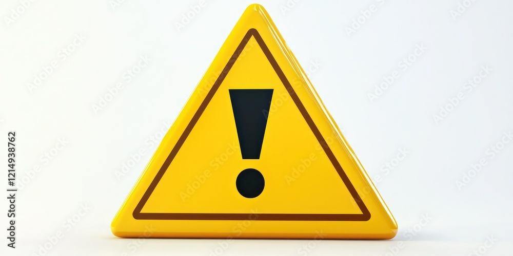 3d yellow triangle warning sign with black exclamation mark on white background. 3d yellow triangle warning sign with black exclamation mark on white background.