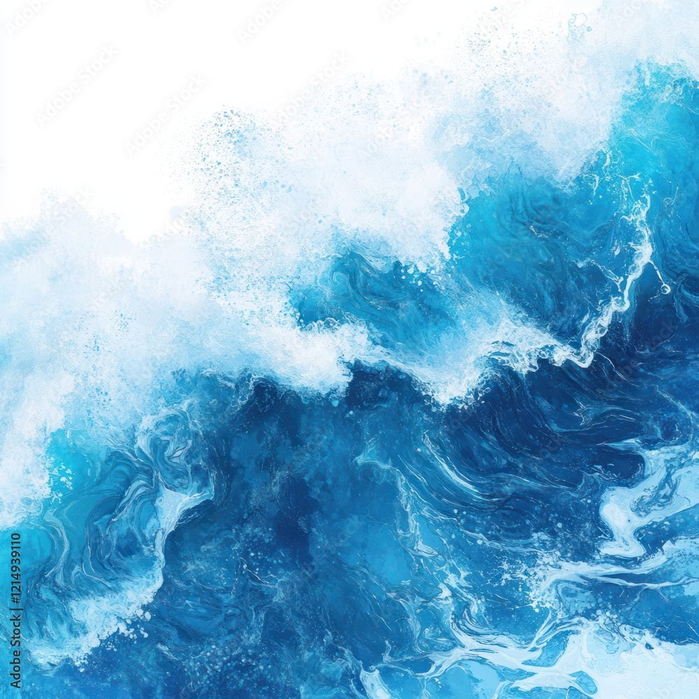 Obraz premium Close-up view of a vibrant blue ocean wave pattern with natural highlights and reflections