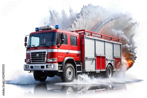 fire fitter vehicle    on white background 