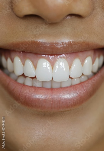 Close-up of person smile healthy white teeth
