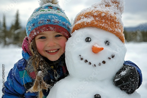 Winter amusement with snowy weather: cute two different ages sis