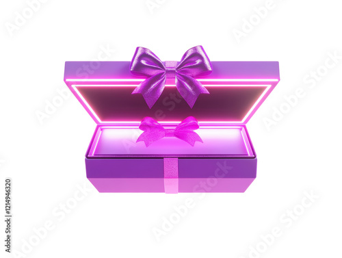Isolated Open Gift Box with Ribbons