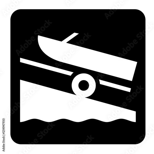boat launch sign symbol isolated on black background. vector ilustration. 