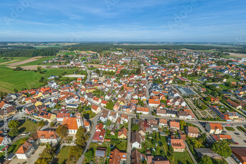 Die Region um Bechhofen an der Wieseth im Kreis Ansbach im Luftbild photo