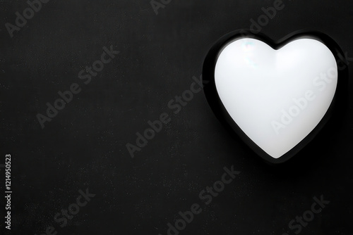 Heart shaped glowing frame on black background, creating minimalist and elegant design Blank background space for text