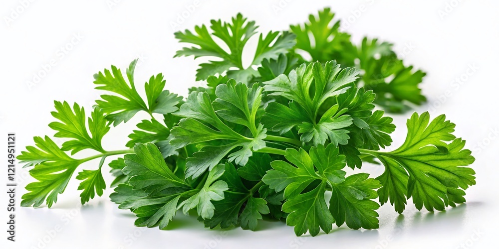 Fresh Parsley Leaves Isolated on White Background - High-Resolution Stock Photo Fresh Parsley Leaves Isolated on White Background - High-Resolution Stock Photo