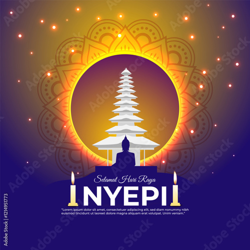 Vector illustration of Selamat hari raya Nyepi social media template