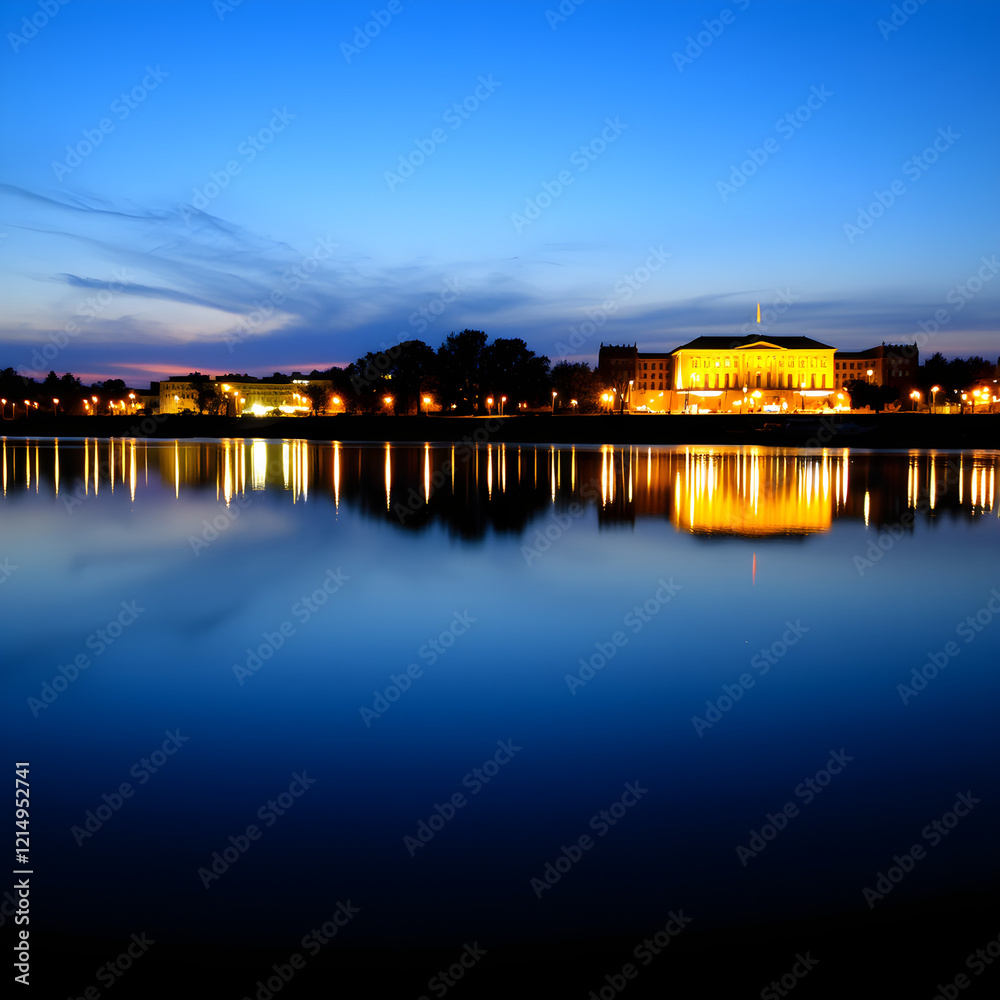 Fototapeta premium sunset over the river