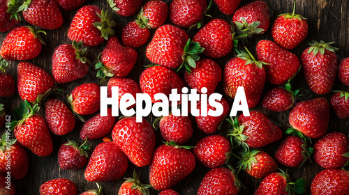 Background with fresh strawberries and hepatitis A outbreak 