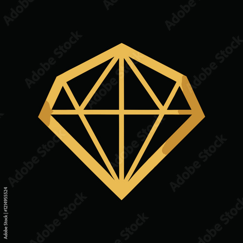 Luxury Jewelry Logo: Geometric Gold Stone Design