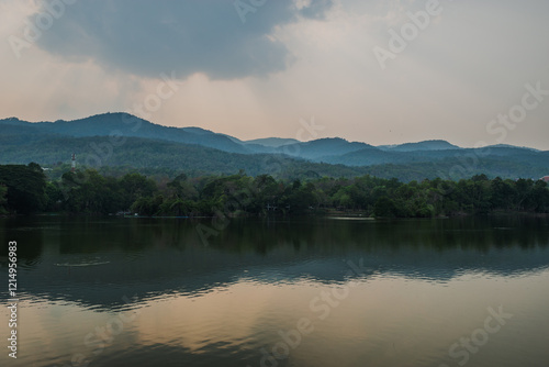 Reflection of mountains in a lake | Angkaew Reservoir