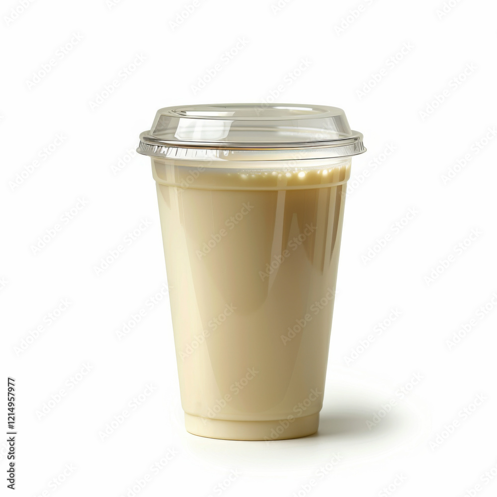 Iced coffee in plastic cup isolated on white background Iced coffee in plastic cup isolated on white background