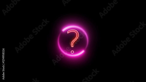  Interrogative and interrogative symbol with neon circle and interrogative icon animation