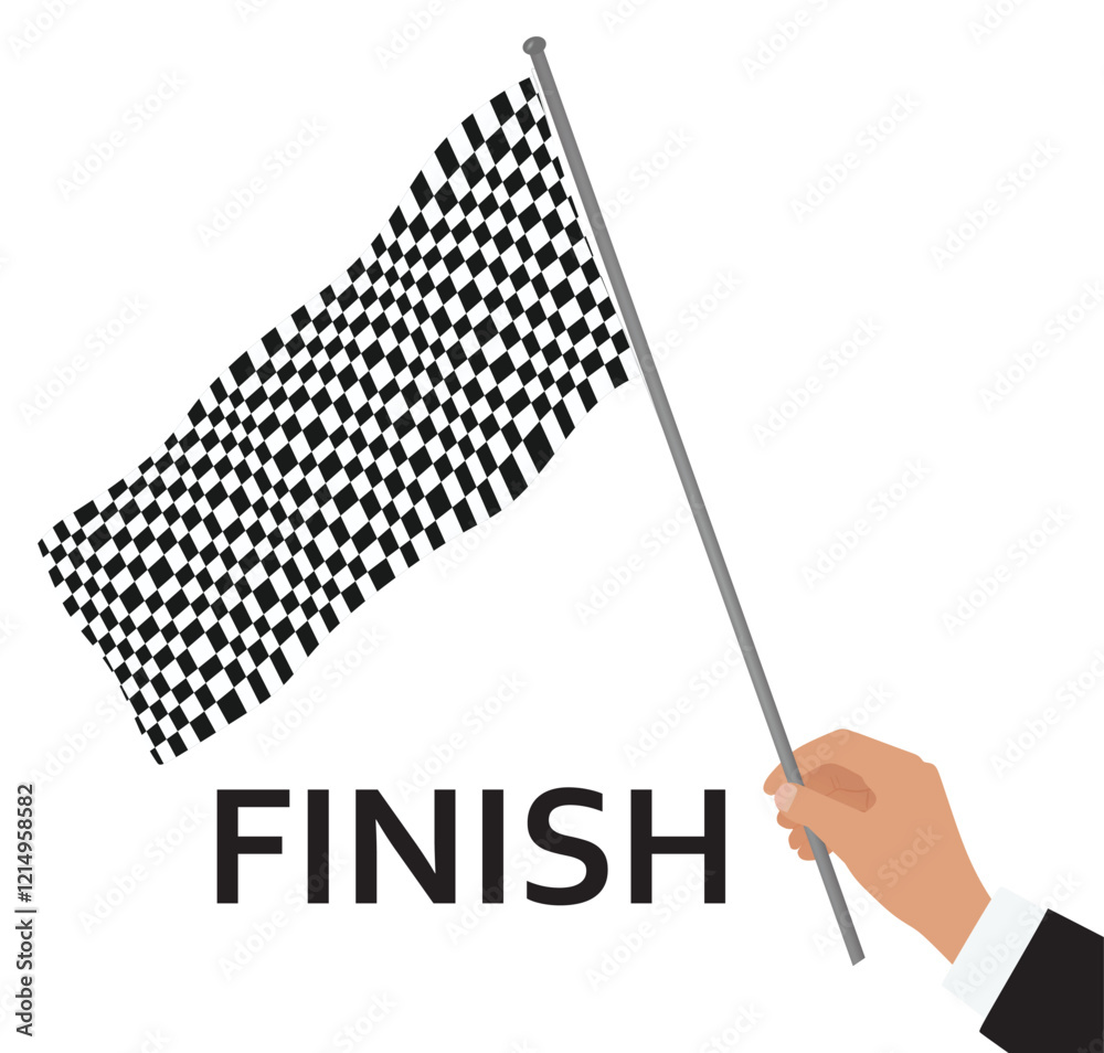 Fototapeta premium Hand hold checkered flag. vector