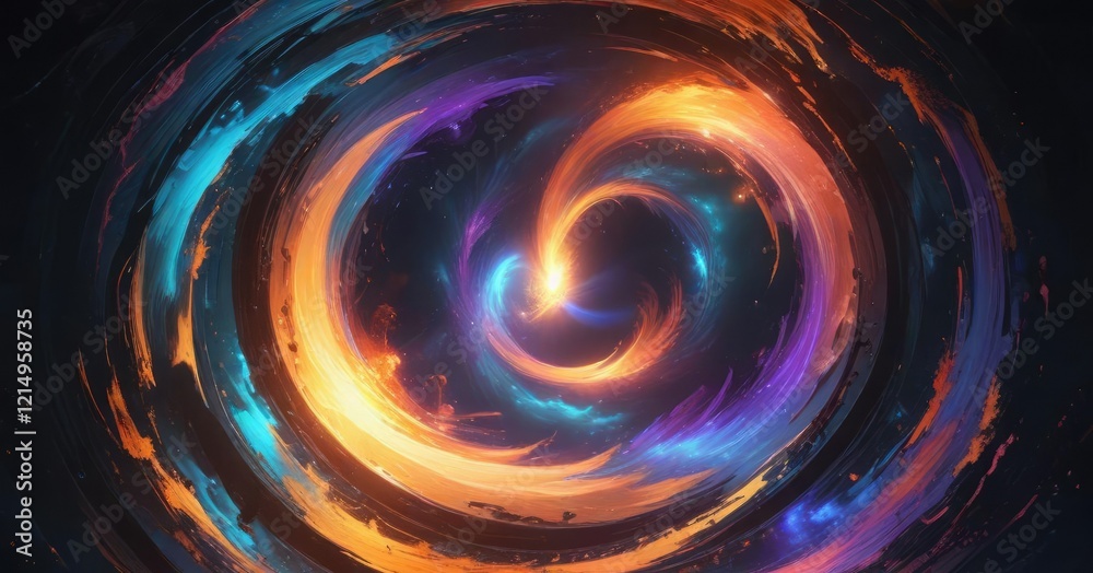 Obraz premium A mystical portal opens to reveal a swirling vortex in the center of an abstract background, glowing entrance, vibrant colors, ethereal atmosphere