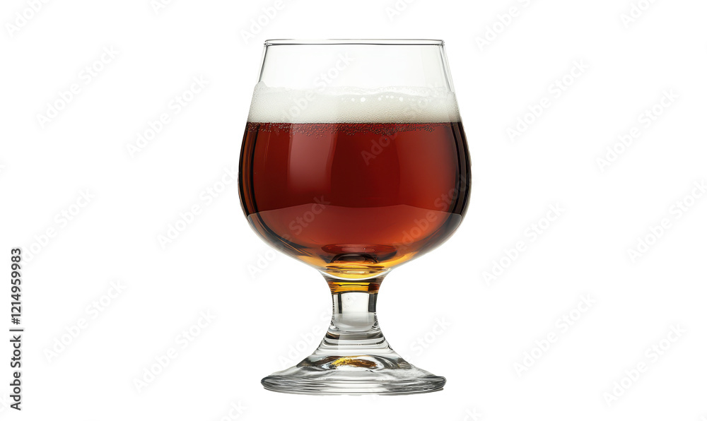 Closeup of a beer glass isolated on white background