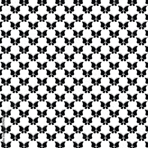 Abstract geometric black and white butterfly seamless pattern.