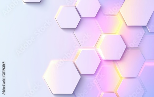 Glowing hexagonal grids interspersed with digital codes and data points, creating a minimalist tech-inspired abstract background photo