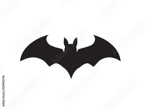 A black bat with outstretched wings on a white background. Vector illustration. Bat Silhouettes Vector Design. 