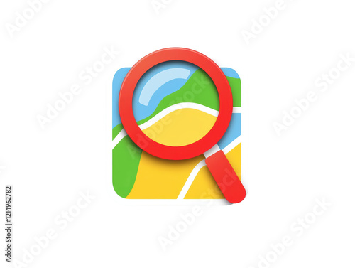Isolated Magnifying Glass over Map Icon
