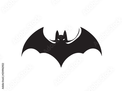 A black bat with outstretched wings on a white background. Vector illustration. Bat Silhouettes Vector Design. 