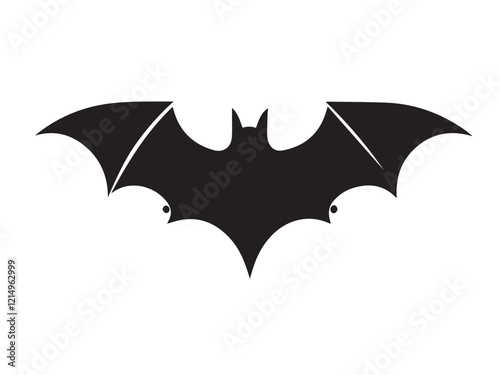 A black bat with outstretched wings on a white background. Vector illustration. Bat Silhouettes Vector Design. 