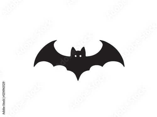 A black bat with outstretched wings on a white background. Vector illustration. Bat Silhouettes Vector Design. 