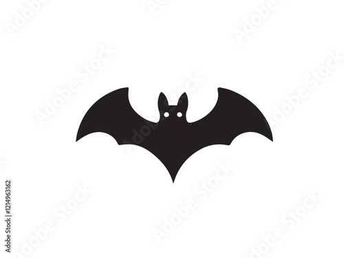 A black bat with outstretched wings on a white background. Vector illustration. Bat Silhouettes Vector Design. 