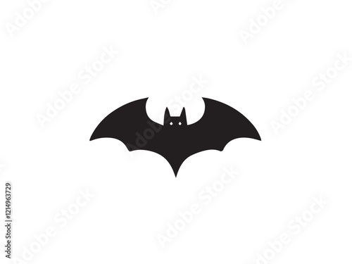 A black bat with outstretched wings on a white background. Vector illustration. Bat Silhouettes Vector Design. 