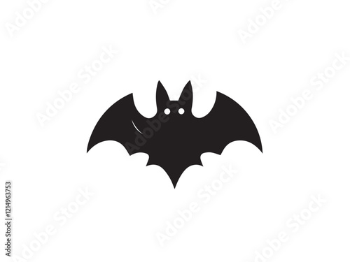 A black bat with outstretched wings on a white background. Vector illustration. Bat Silhouettes Vector Design. 