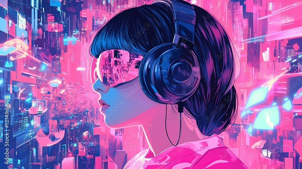 Obraz premium Innovative live-streaming and podcasting concepts illustrated with vibrant digital art