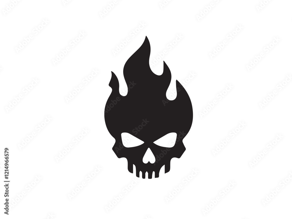 Fire Skull, Skeletal rock Logo. burning skull silhouette design. Skull logo. Vector illustration. Fire Skull, Skeletal rock Logo. burning skull silhouette design. Skull logo. Vector illustration.