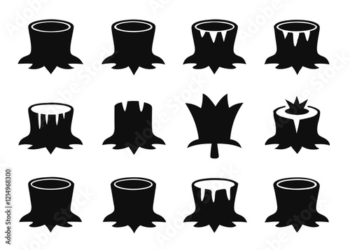 silhouette  of Tree Stump Stages Showing Decay